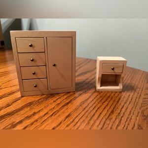 Vintage Dollhouse Miniatures Dresser and Nightstand